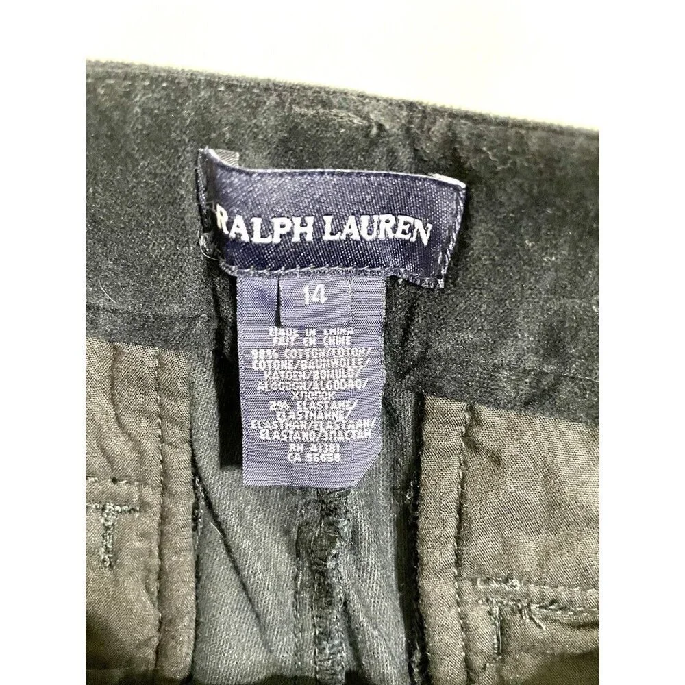 Ralph Jeans Black Velvet Stretch Skinny Cargo Pants Sz 14 NWT